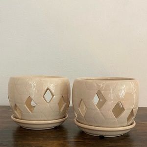 Ceramic Geometric Pots (x2)